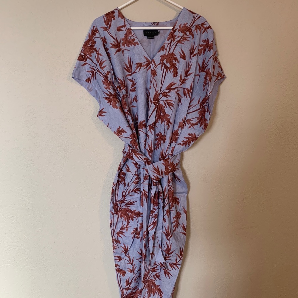 Hatch riviera linen dress with sash O/S nwot